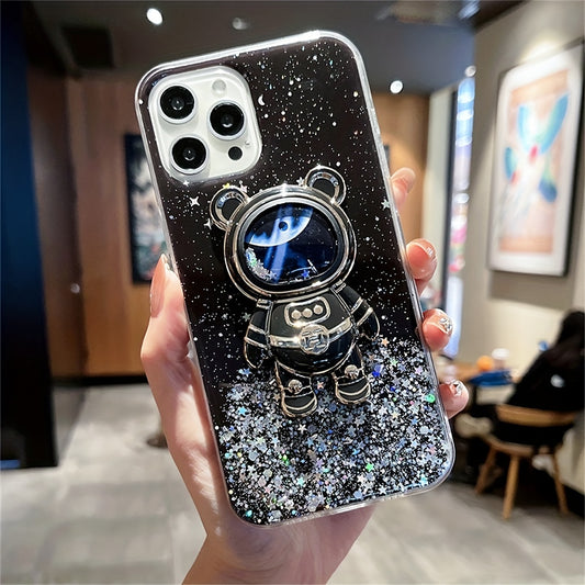 Quicksand Astronaut Bear Bracket Drop Glue Glitter For Phone Case