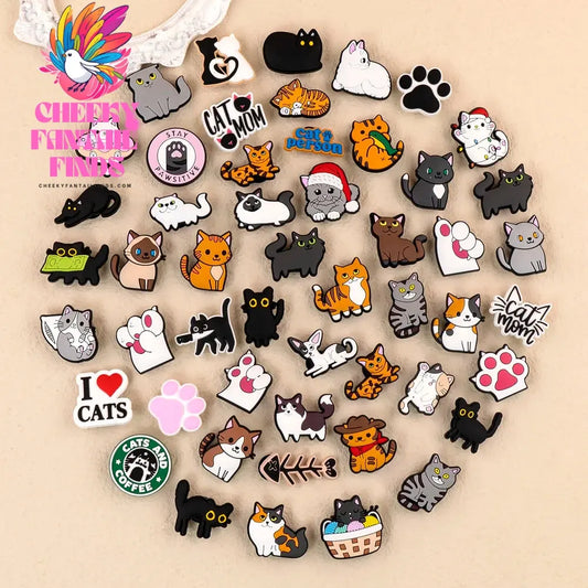 1/100pcs Cat Pin for Shoe Sphinx Orange Cat Black Cat Cute Shoe Charms for Women Girl Kids Sandal Accessories Buckle Decorations - Cheeky Fantail Finds