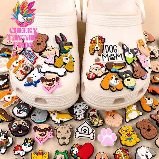 1/100pcs Dog Pin for Shoe Corgi Bulldog Dachshund Chenery Dog Shoe Charms for Kids Women Men Buckle Sandal Accessories Ornament - Cheeky Fantail Finds