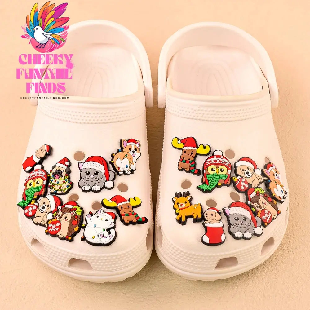 1/10pcs Christmas Animal Pins for Kids Men Women Shoe Charms Xmas Hat Deer Cat Dog Party Accessories Shoe Decorations Buckle - Cheeky Fantail Finds
