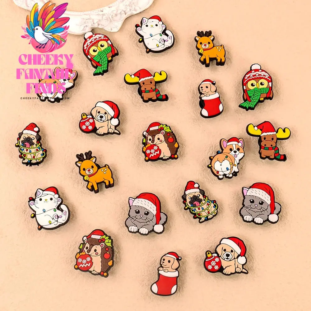 1/10pcs Christmas Animal Pins for Kids Men Women Shoe Charms Xmas Hat Deer Cat Dog Party Accessories Shoe Decorations Buckle - Cheeky Fantail Finds