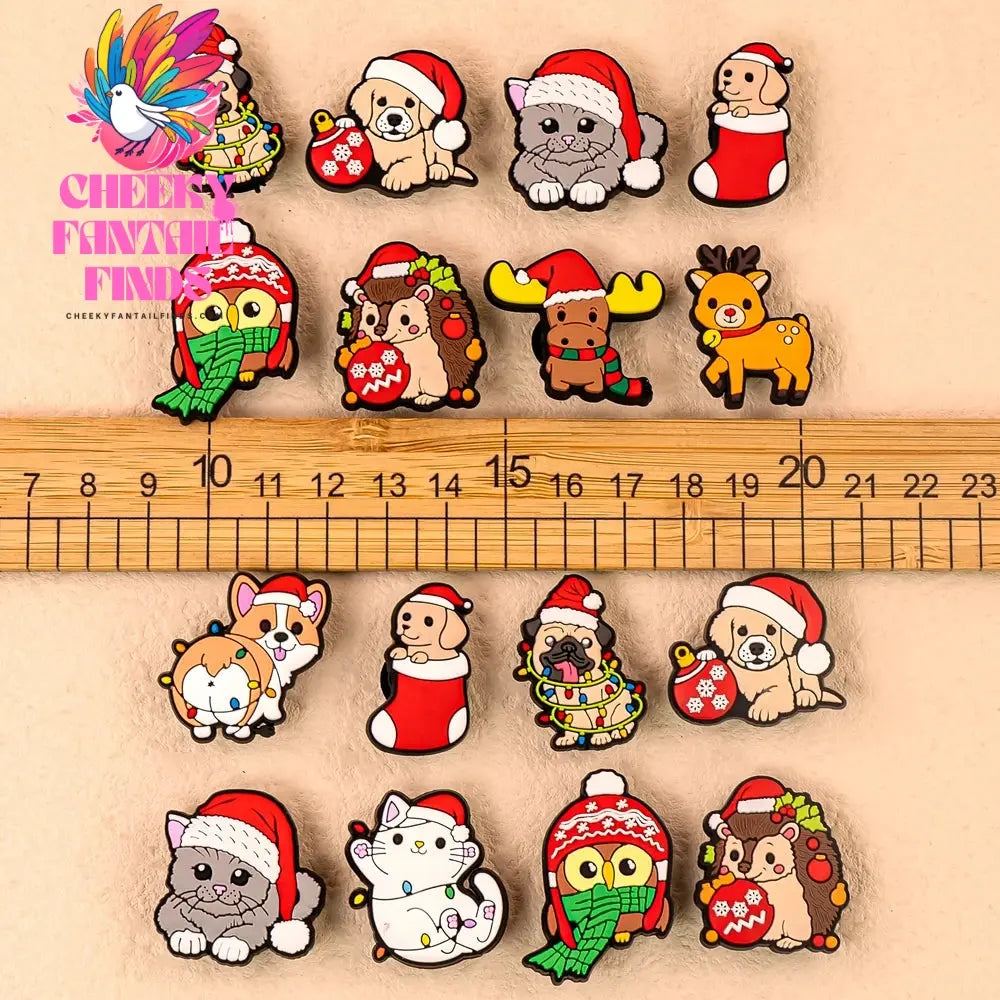 1/10pcs Christmas Animal Pins for Kids Men Women Shoe Charms Xmas Hat Deer Cat Dog Party Accessories Shoe Decorations Buckle - Cheeky Fantail Finds