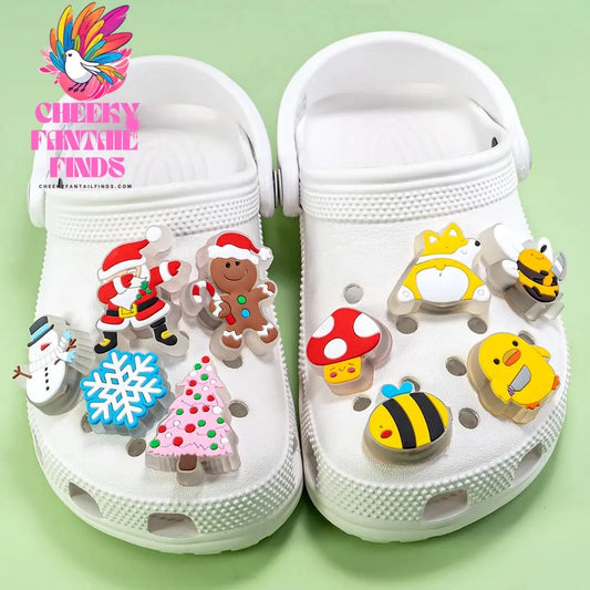 1/10pcs LED Pins for Kids Christmas Hat Tree Santa Lighted Charms Accessories Decorations Buckle Ornament Boy Girl Shoe Charm - Cheeky Fantail Finds