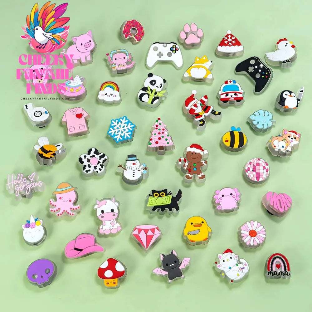 1/10pcs LED Pins for Kids Christmas Hat Tree Santa Lighted Charms Accessories Decorations Buckle Ornament Boy Girl Shoe Charm - Cheeky Fantail Finds