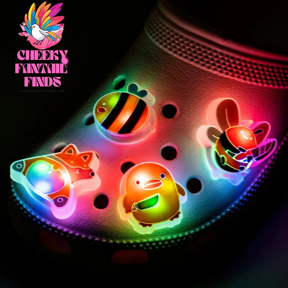 1/10pcs LED Pins for Kids Christmas Hat Tree Santa Lighted Charms Accessories Decorations Buckle Ornament Boy Girl Shoe Charm - Cheeky Fantail Finds