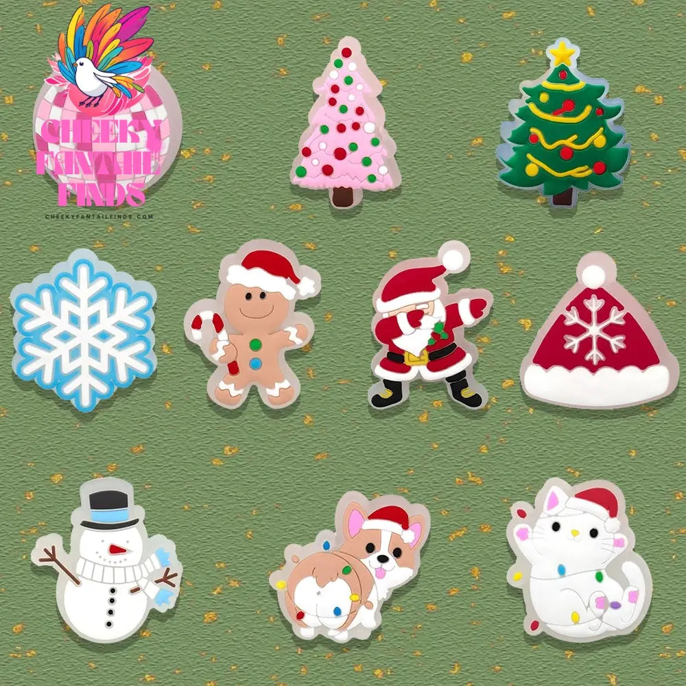 1/10pcs LED Pins for Kids Christmas Hat Tree Santa Lighted Charms Accessories Decorations Buckle Ornament Boy Girl Shoe Charm - Cheeky Fantail Finds