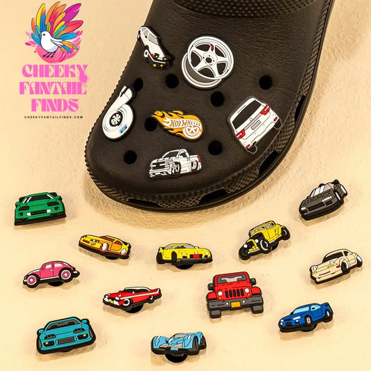1-20pcs Car Shoe Charms Cool Vehicle Shoe Accessories Cartoon Decorations Pins for Men Boys Kids DIY Clog Buckle Garden Sandal Cheeky Fantail Finds