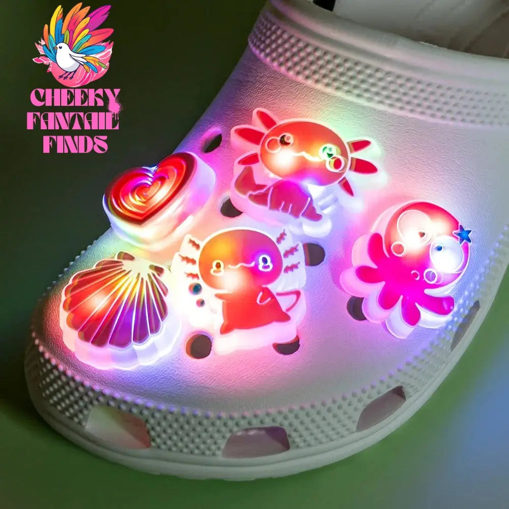 1-20pcs LED Charms for Shoe Lighted Accessories Gamepad Cheese Chips Unicorn LED Pins Shoes Decoration Clogs Buckles Kids Gifts - Cheeky Fantail Finds