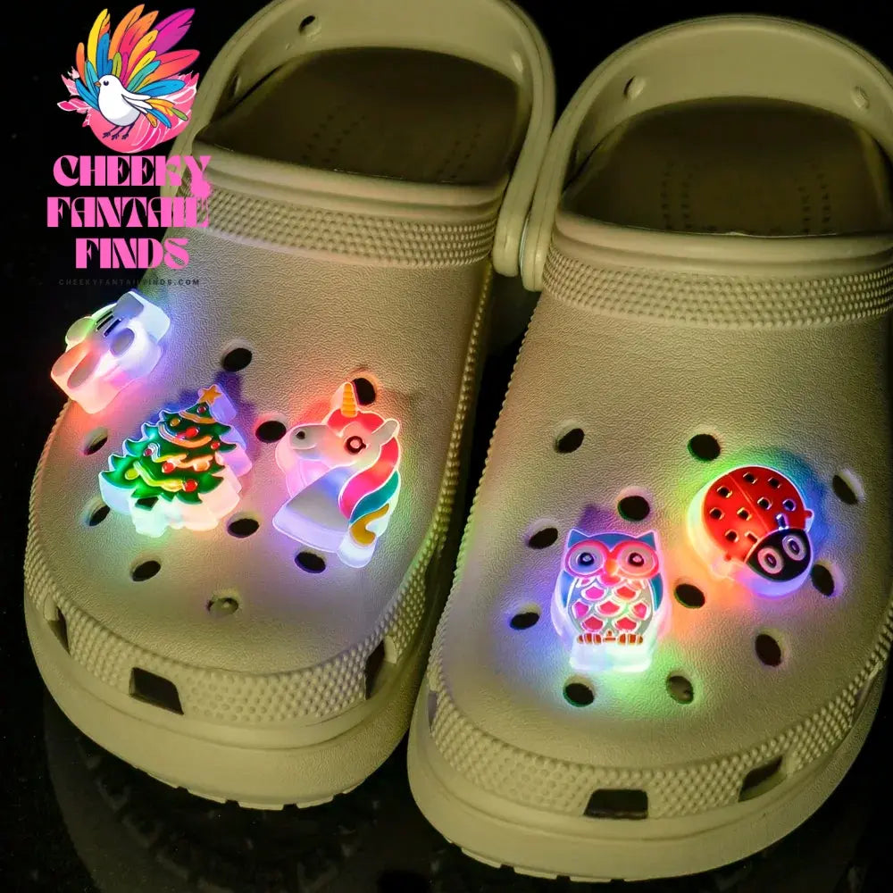 1-20pcs LED Charms for Shoe Lighted Accessories Gamepad Cheese Chips Unicorn LED Pins Shoes Decoration Clogs Buckles Kids Gifts - Cheeky Fantail Finds