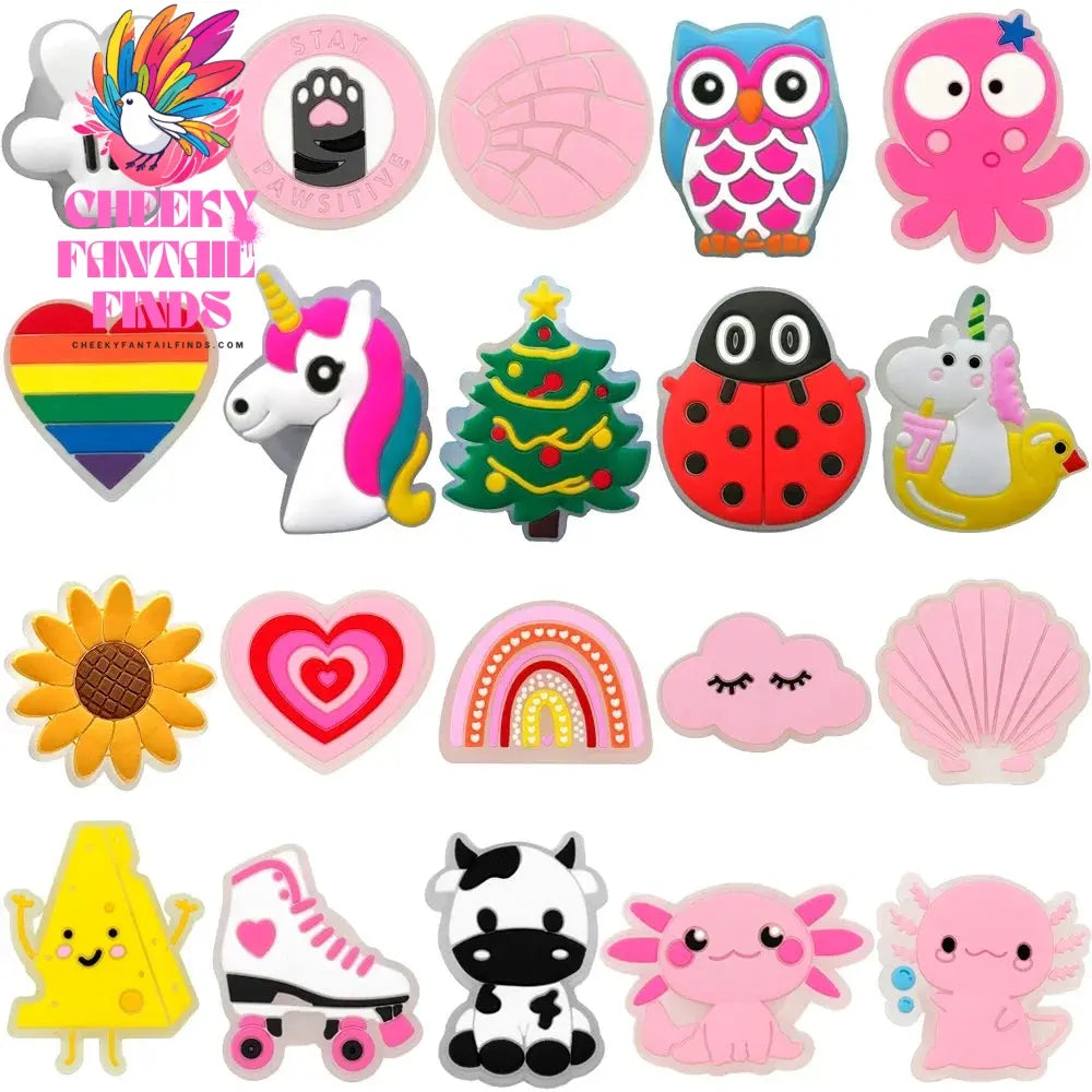 1-20pcs LED Charms for Shoe Lighted Accessories Gamepad Cheese Chips Unicorn LED Pins Shoes Decoration Clogs Buckles Kids Gifts - Cheeky Fantail Finds