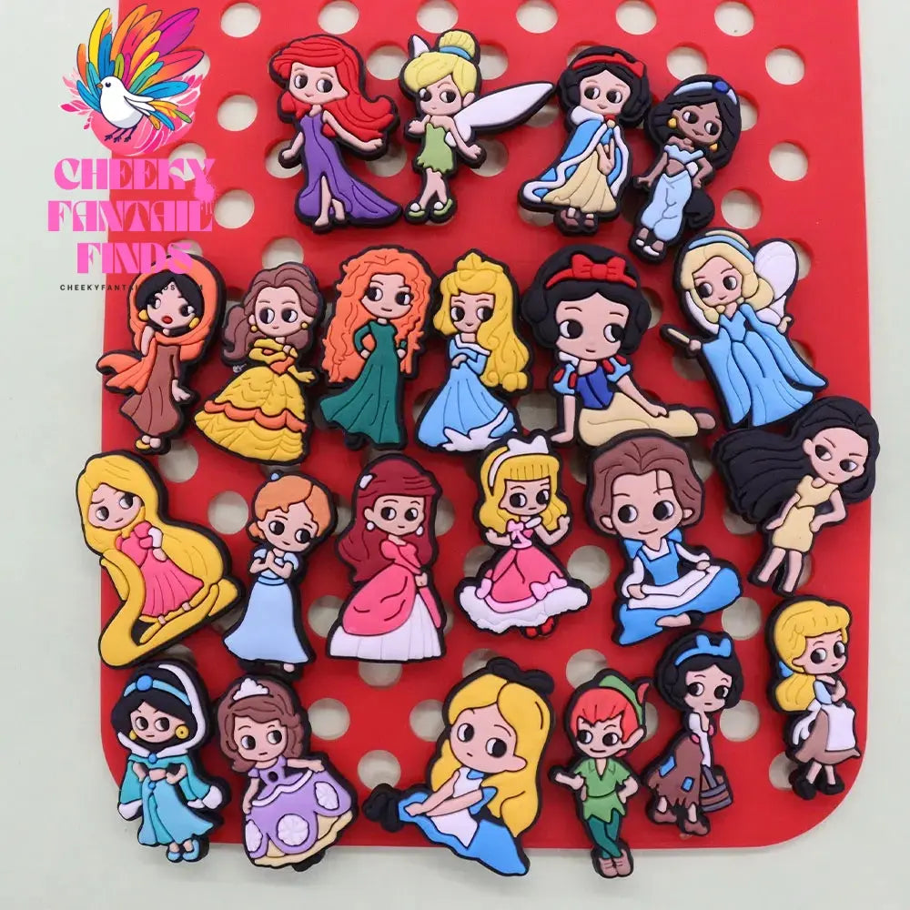 1-22Pcs Snow White Tinker Bell Shoe Charms Princess Button Decorations DIY Girls Favorite Birthday Gifts Cheeky Fantail Finds