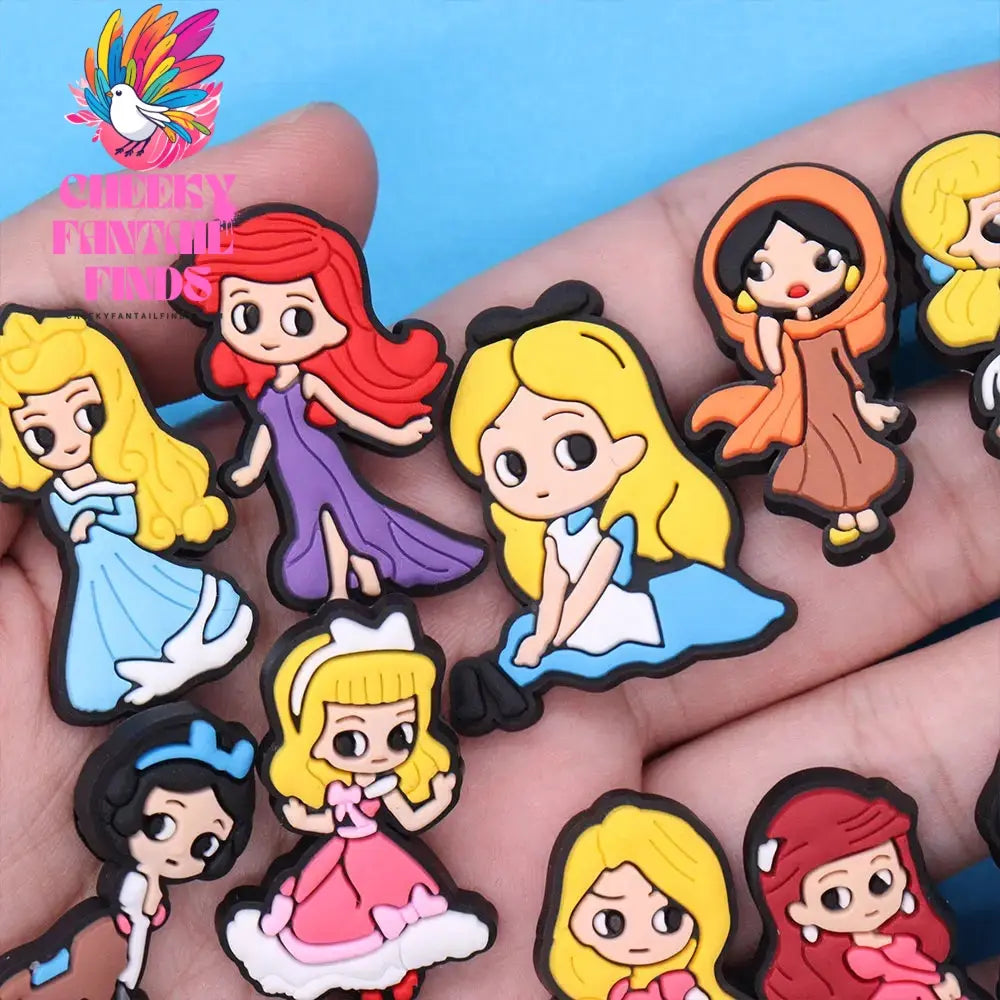 1-22Pcs Snow White Tinker Bell Shoe Charms Princess Button Decorations DIY Girls Favorite Birthday Gifts Cheeky Fantail Finds