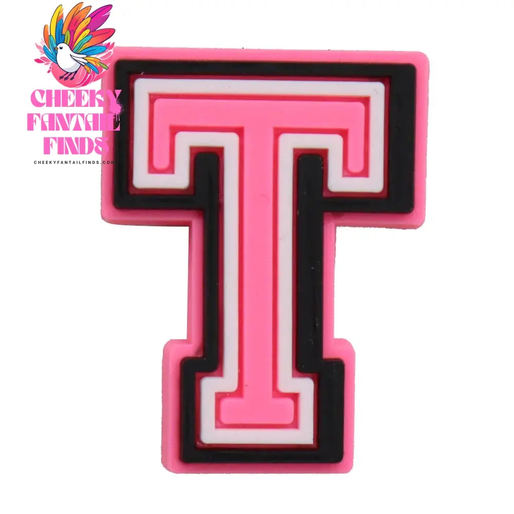 1-26Pcs PVC Pink English Letter Alphabet Sandals Shoe Charms Accessories Kids Designer Decoration DIY Backpack - Cheeky Fantail Finds