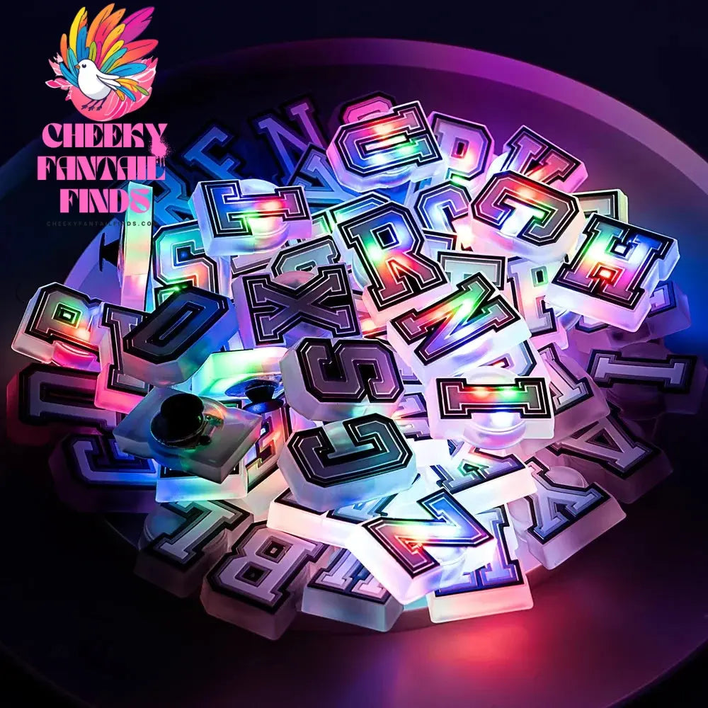 1/26pcs Letter LED Pins for Kids Lighted Shoe Charms Glowing Accessories Shoe Decorations Gifts Sandals Clog Buckles Ornament Cheeky Fantail Finds