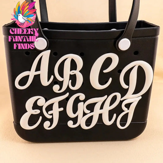 1/26pcs PVC Latin Letter Decorative for Rubber Tote Bag Accessories for Girl Women Beach Hand Bag DIY Charms Decorations Buckles - Cheeky Fantail Finds