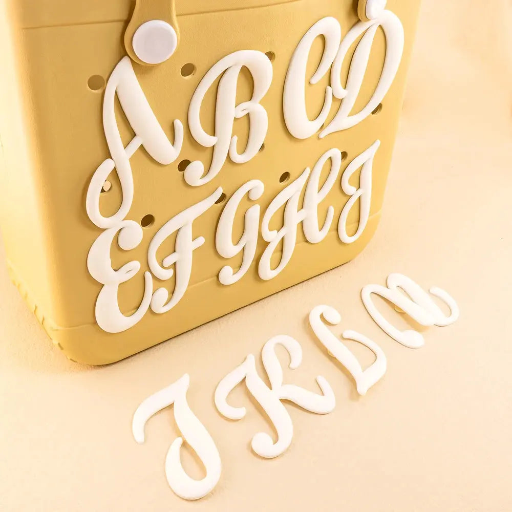 1/26pcs PVC Latin Letter Decorative for Rubber Tote Bag Accessories for Girl Women Beach Hand Bag DIY Charms Decorations Buckles - Cheeky Fantail Finds