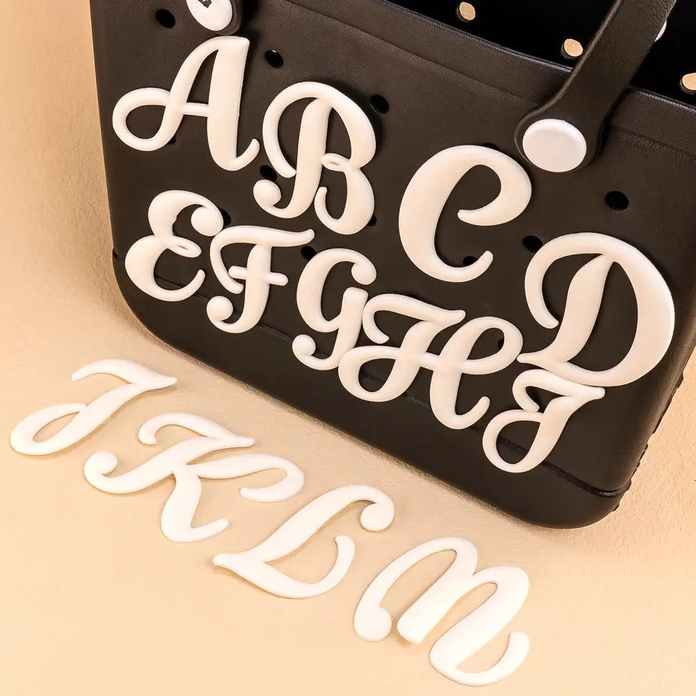 1/26pcs PVC Latin Letter Decorative for Rubber Tote Bag Accessories for Girl Women Beach Hand Bag DIY Charms Decorations Buckles - Cheeky Fantail Finds