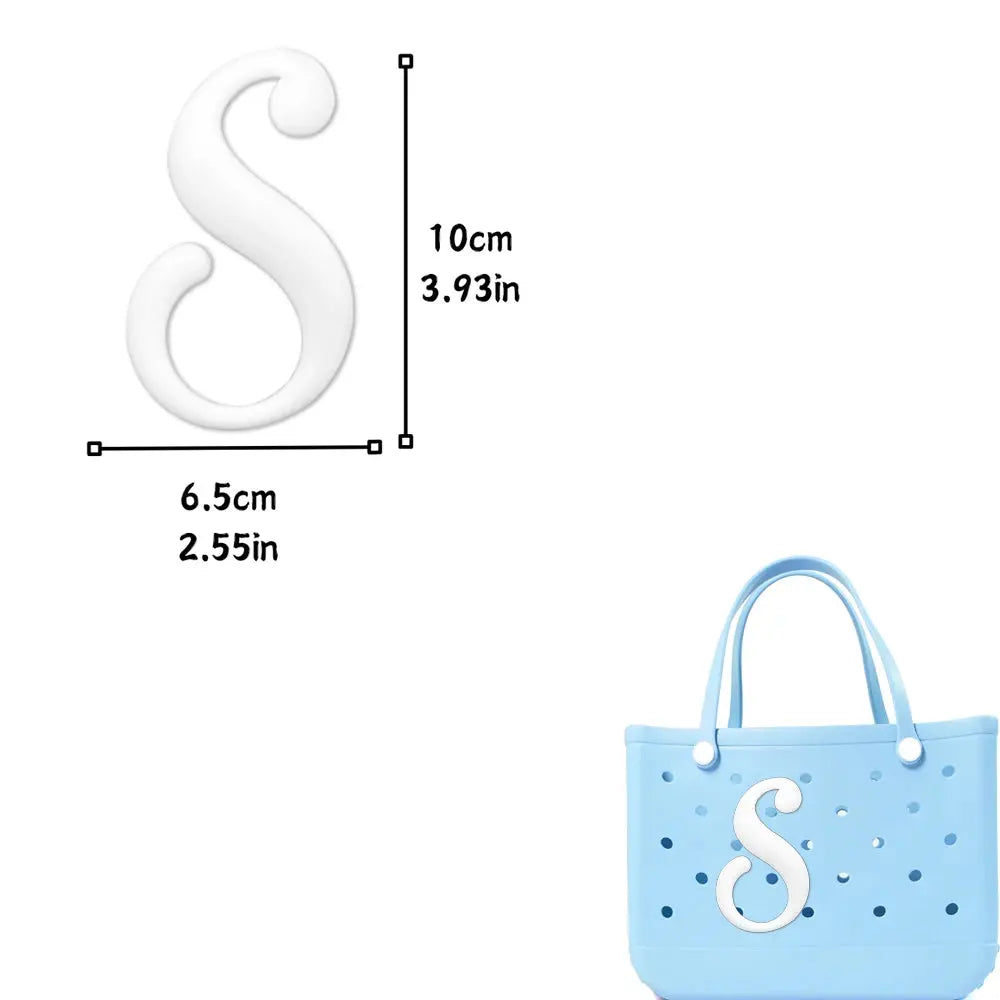 1/26pcs PVC Latin Letter Decorative for Rubber Tote Bag Accessories for Girl Women Beach Hand Bag DIY Charms Decorations Buckles - Cheeky Fantail Finds