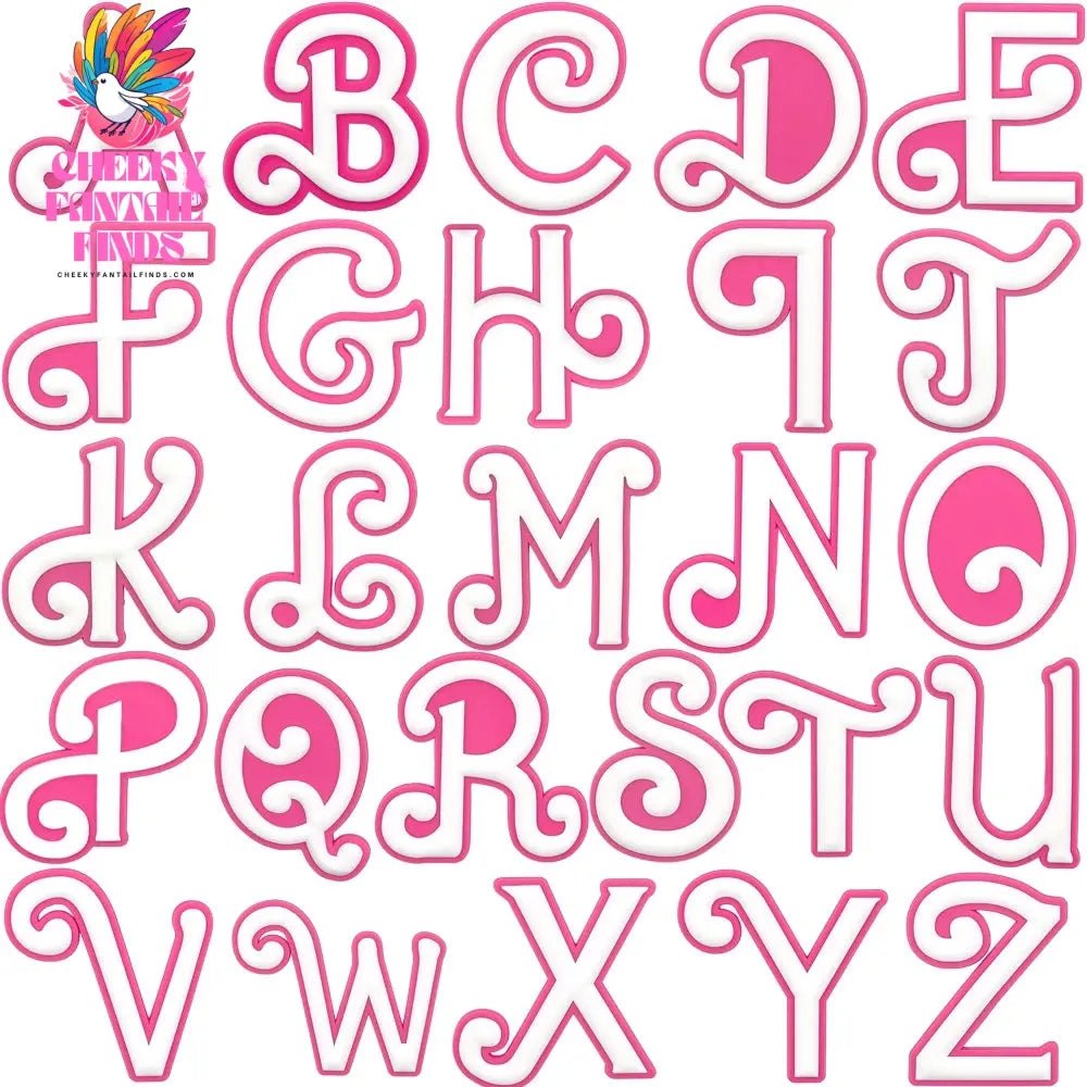 1/26pcs PVC Pink Letter Bag Charms Decorative for DIY Bag Accessories Decorations Buckles for Girl Women Beach Hand Bag Charms - Cheeky Fantail Finds