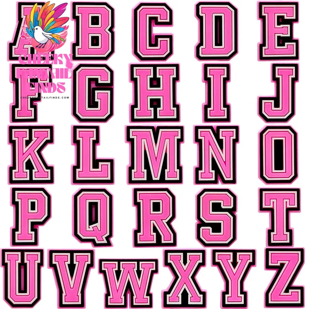 1/26pcs PVC Pink Letters Shoe Charms Alphabet for DIY Shoe Decorations Pins for Women Girl Sandal Accessories Ornaments Buckles - Cheeky Fantail Finds