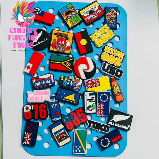 1-30PCS PVC Shoe Charms Flag Feather Drink Beef Buckle Clog Fit Wristbands Garden Sandals Shoes Ornaments Accessories Kid Gift Cheeky Fantail Finds