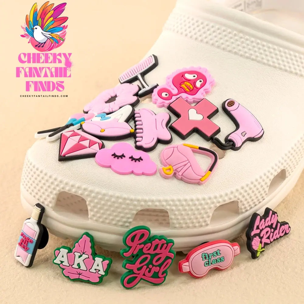 1/30pcs Beauty Care Shoe Charms Lipstick Leopard Print Girlboss Queen Shoe Decorations Pins for Women Girl Pink Pins Accessories - Cheeky Fantail Finds