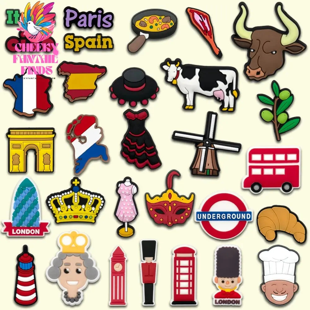 1-30pcs Cartoon European style Shoe Charms Prom Dress Crown Sandals Accessories Shoe Decorations Pins for Kid Men Women Ornament - Cheeky Fantail Finds
