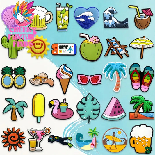 1/30pcs Casual Summer Style Shoe Charms Beach Vacation Shoe Decorations Pins for Women Men Kids Clog Buckles Accessories Gifts - Cheeky Fantail Finds