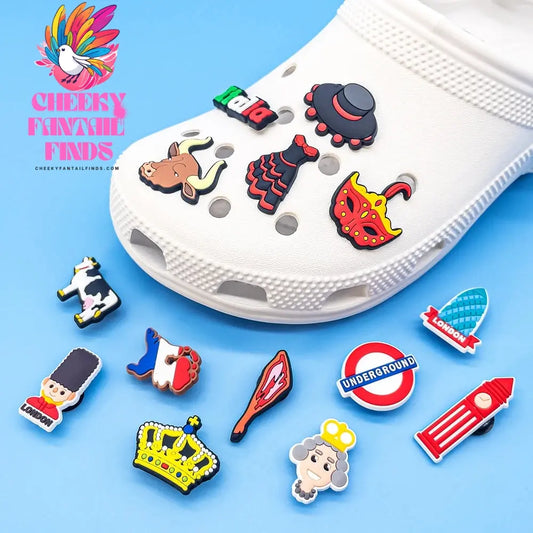 1/30pcs European Series Shoe Charms The Gherkin Caesar's Gate Big Ben Shoe Decorations Spanish hams Garden Sandals Accessories Cheeky Fantail Finds