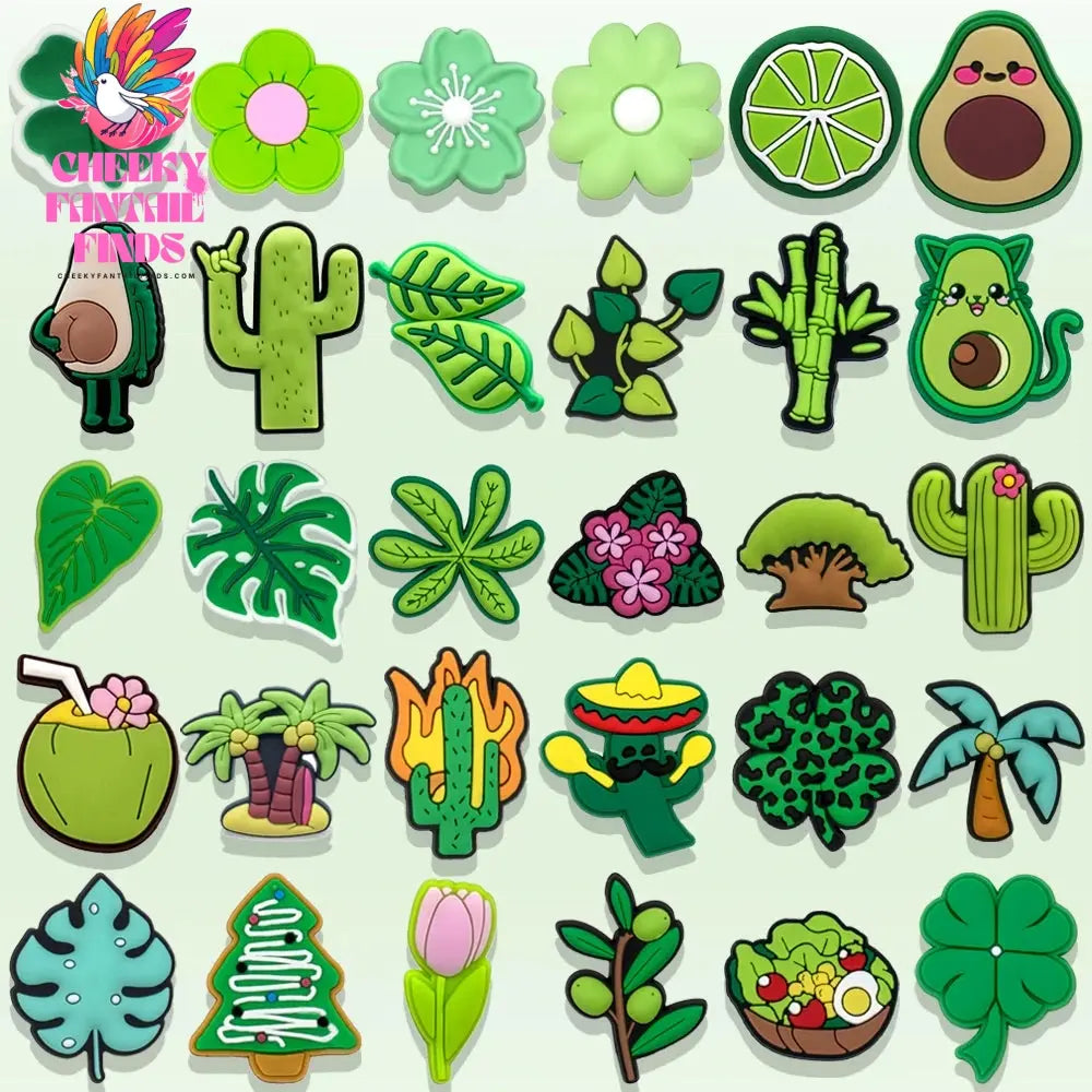 1/30pcs Naturual Green Plants Shoe Charms for Women Girls Kids Pins Accessories Cactus Flower Lemon Shoe Decorations Gift Buckle - Cheeky Fantail Finds