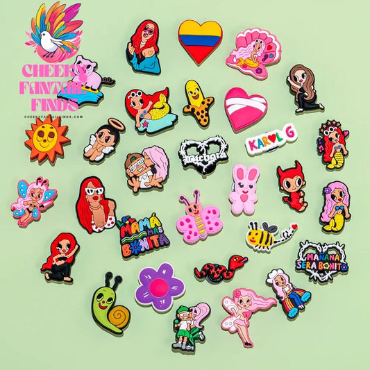 1/50pcs Karol G Shoe Charms Spain Singer Mermaids Snake Bee Shoe Decorations Pins for Women Girls Fans Gifts Sandals Accessories Cheeky Fantail Finds