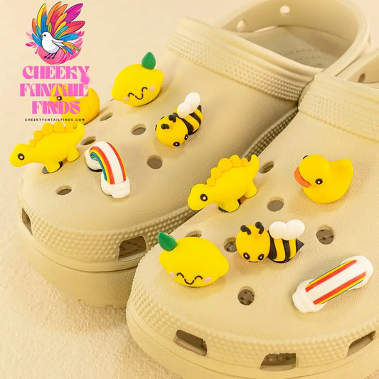 1/5pcs 3D Cute Animal Shoe Charms Yellow Duck Bee Dinosaur Shoe Decorations Pins for Women Men Kids Gifts Sandal Accessories - Cheeky Fantail Finds