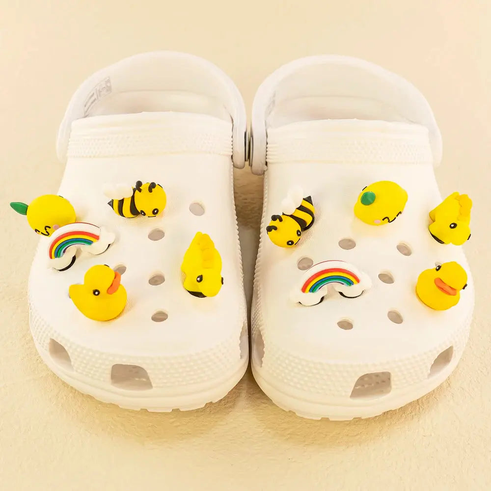 1/5pcs 3D Cute Animal Shoe Charms Yellow Duck Bee Dinosaur Shoe Decorations Pins for Women Men Kids Gifts Sandal Accessories - Cheeky Fantail Finds