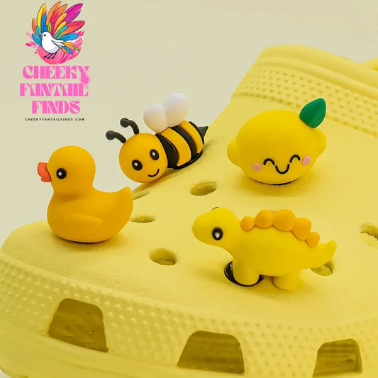 1/5pcs 3D Shoe Charms Cute Dinosaur Duck Bunny Shoe Decoration Buckle Kawaii Frogs Bees Garden Sandal Accessories Kids Gift - Cheeky Fantail Finds