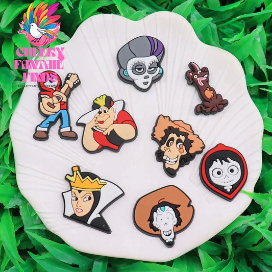 1-8Pcs Coco Mexican Day of the Dead Movie PVC Shoe Charms Adult Sandal Decorations Clog DIY Cartoon Holiday Present Cheeky Fantail Finds