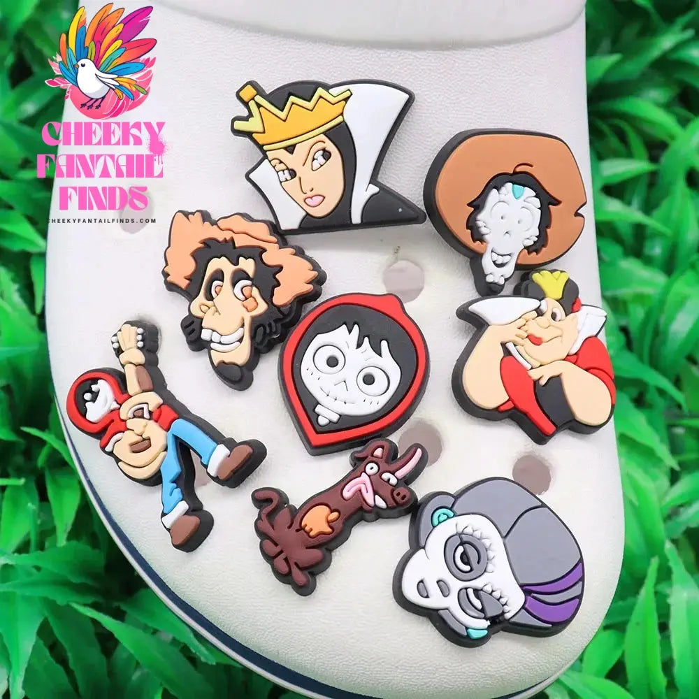 1-8Pcs Coco Mexican Day of the Dead Movie PVC Shoe Charms Adult Sandal Decorations Clog DIY Cartoon Holiday Present Cheeky Fantail Finds