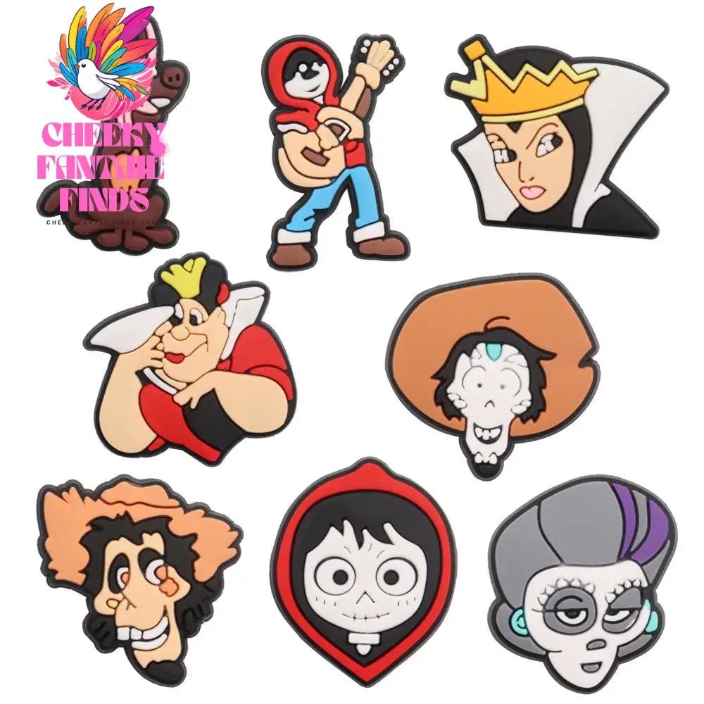 1-8Pcs Coco Mexican Day of the Dead Movie PVC Shoe Charms Adult Sandal Decorations Clog DIY Cartoon Holiday Present Cheeky Fantail Finds