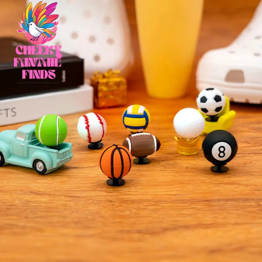 1/8pcs 3D Shoe Charms Basketball Rugby Soccer Volleyball Tennis Sport Shoe Accessories Sneakers Decorations Pins for Woman Men - Cheeky Fantail Finds