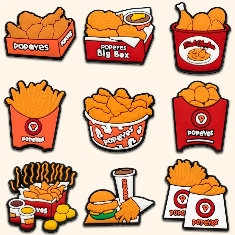 1/9/12pcs Cute Food Sushi Fried Chicken Shoe Charms Shoe Decorations Pins for Women Men Kids Gift Sandal Accessories Clog Buckle Cheeky Fantail Finds
