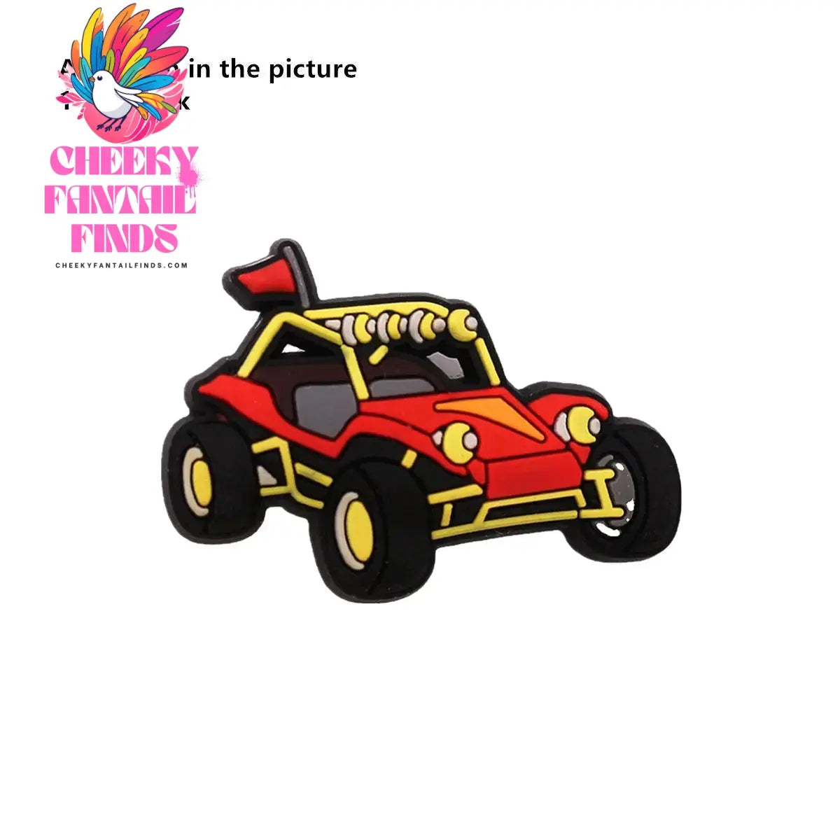 1 Pcs Cartoon Cars PVC Shoe Charms Truck Buses Motorcycle Bike Shapes Shoe Accessories Clog Pin Unisex Shoe Buckle Decorations - Cheeky Fantail Finds