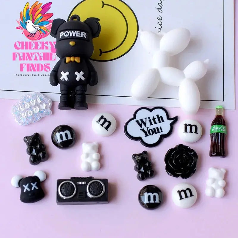 1 set of black and white bears Novelty Cute Hole Shoe Charms PVC Shoe Decorations Sneakers Slippers Accessories Girl Gift NEW Cheeky Fantail Finds