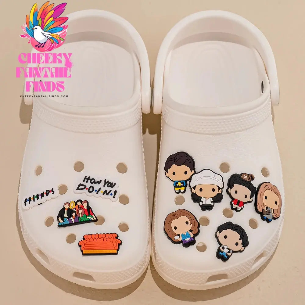 10/28/50pcs PVC Friends Shoe Charms Chandler Rachel Shoe Decorations for Men Women Girl Garden Sandal Accessories Clog Buckles - Cheeky Fantail Finds