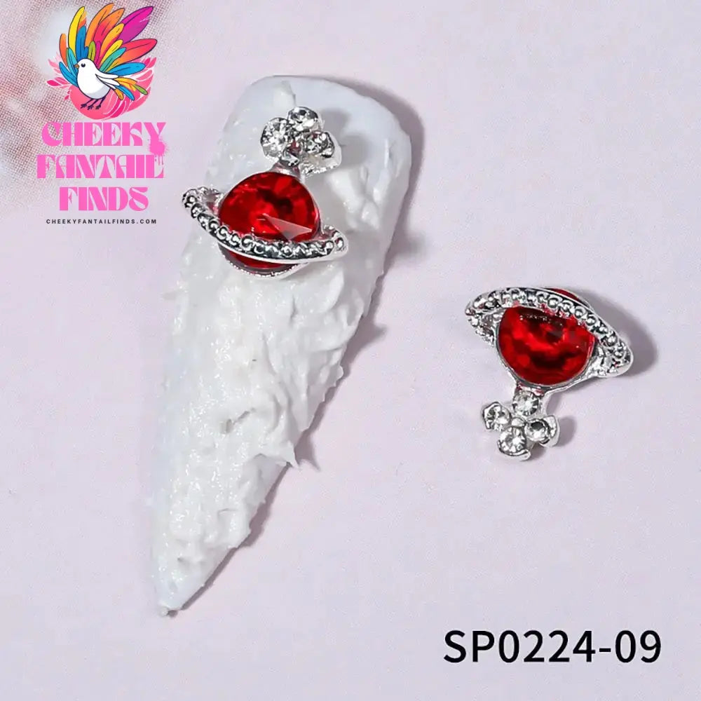 10Pcs 3D Zircon Alloy Nail Art Decoration Saturn Planet Cross Gems Stones Crystal Rhinestones Nail Charms Nail Accessories Cheeky Fantail Finds