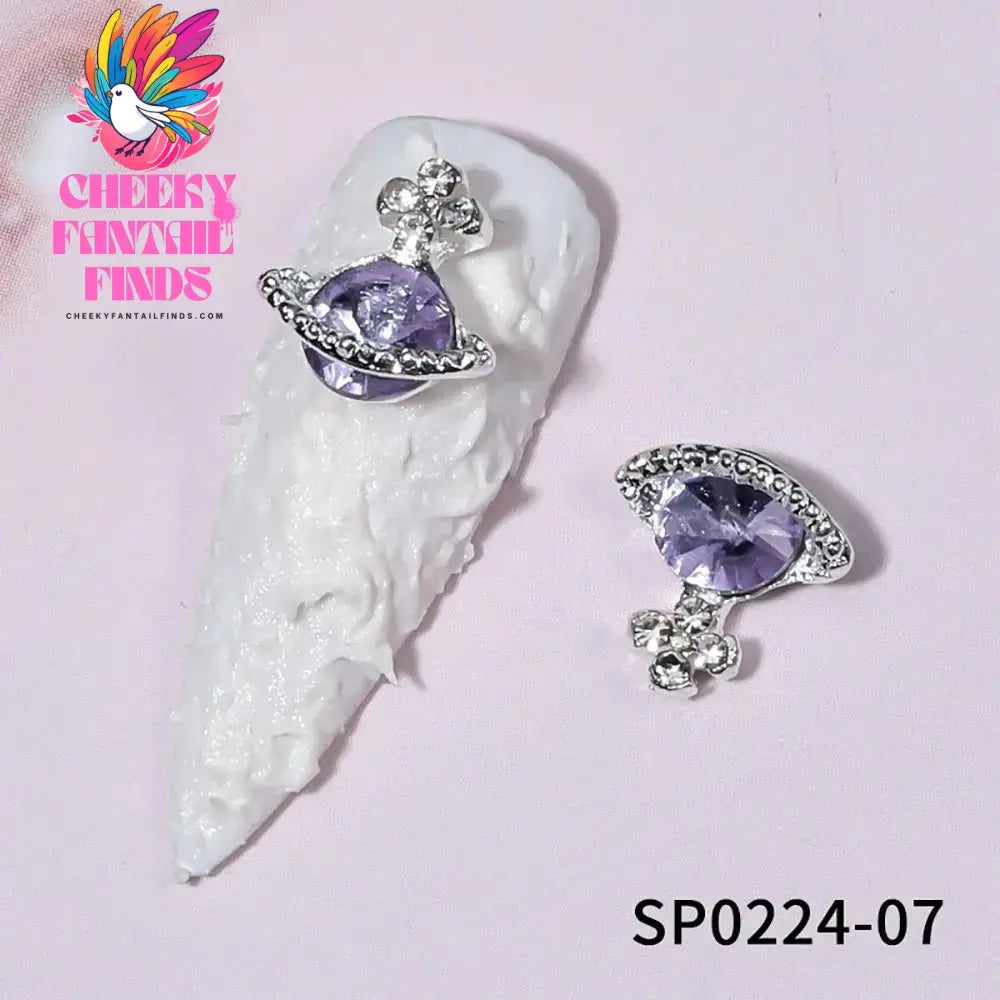10Pcs 3D Zircon Alloy Nail Art Decoration Saturn Planet Cross Gems Stones Crystal Rhinestones Nail Charms Nail Accessories Cheeky Fantail Finds