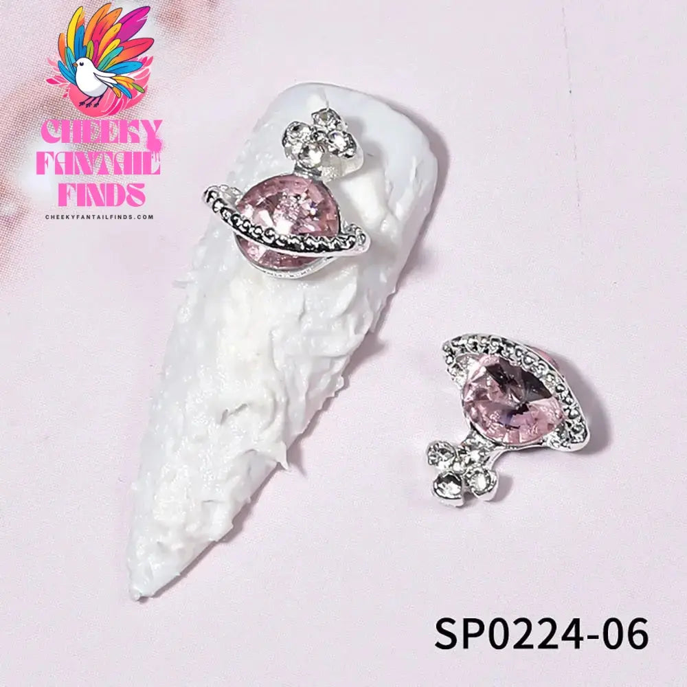 10Pcs 3D Zircon Alloy Nail Art Decoration Saturn Planet Cross Gems Stones Crystal Rhinestones Nail Charms Nail Accessories Cheeky Fantail Finds