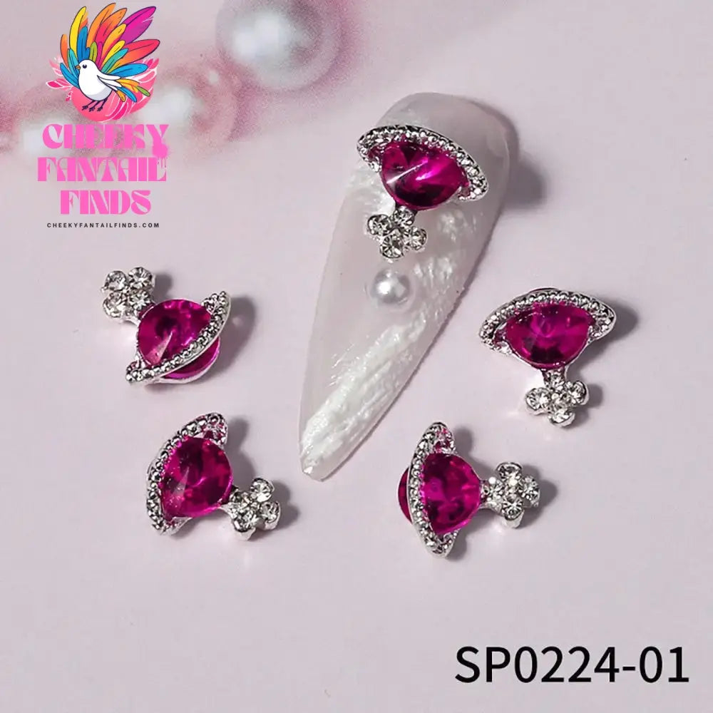 10Pcs 3D Zircon Alloy Nail Art Decoration Saturn Planet Cross Gems Stones Crystal Rhinestones Nail Charms Nail Accessories Cheeky Fantail Finds