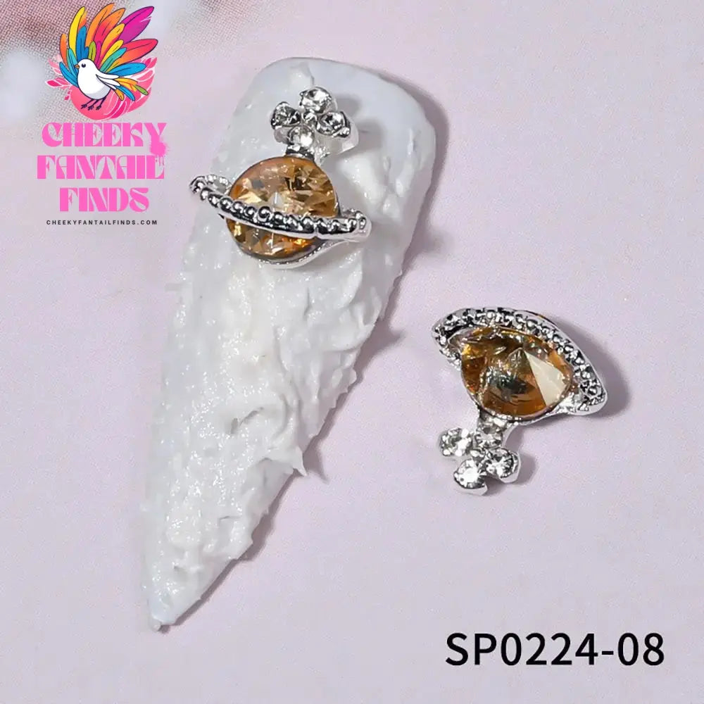 10Pcs 3D Zircon Alloy Nail Art Decoration Saturn Planet Cross Gems Stones Crystal Rhinestones Nail Charms Nail Accessories Cheeky Fantail Finds