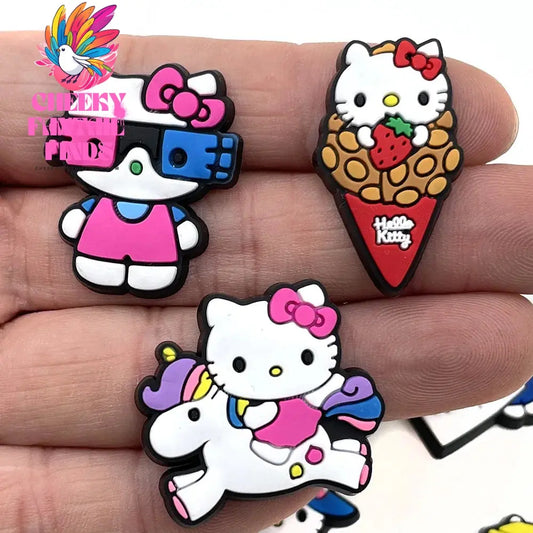 10Pcs/Set Hello Kitty Series Shoe Charms for Clogs Bubble Slides Sandals PVC Shoe Decorations Buckle Accessories for Kid Cheeky Fantail Finds