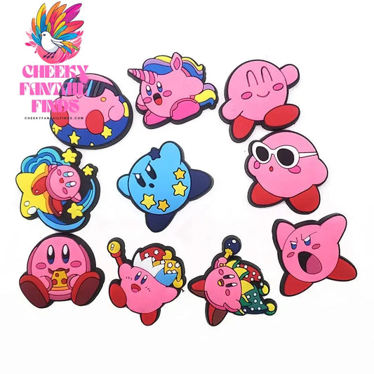 10Pcs Set Kirby's Dream Land Shoe Buckle DIY Sneakers Accessories Souvenir PVC Shoe Decorations Clogs Kids Gifts Cheeky Fantail Finds