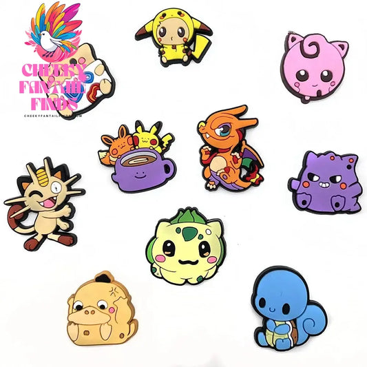 10Pcs Set Pokemon PVC Shoe Buckle Accessories Pikachu DIY Cartoon Animals Shoes Decoration for Kids Charms Kids Party Gift Cheeky Fantail Finds